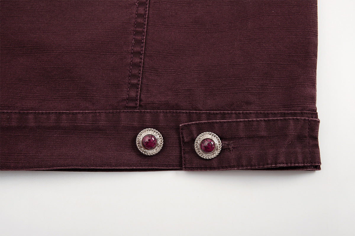 Men's Washed Denim Trucker Jacket – Vintage Workwear Style with Snap Buttons