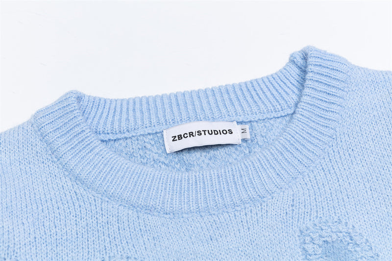 Light Pink Oversized Sweater – All-Over Bunny Jacquard Knit Pullover