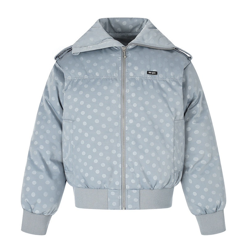 Men's Polka Dot Puffer Bomber Jacket – Oversized Padded Winter Coat