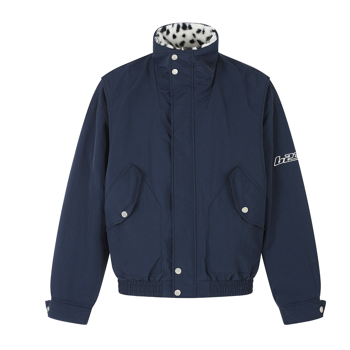Reversible Dalmatian Faux Fur Bomber Jacket – Two-Way Wear Padded Coat