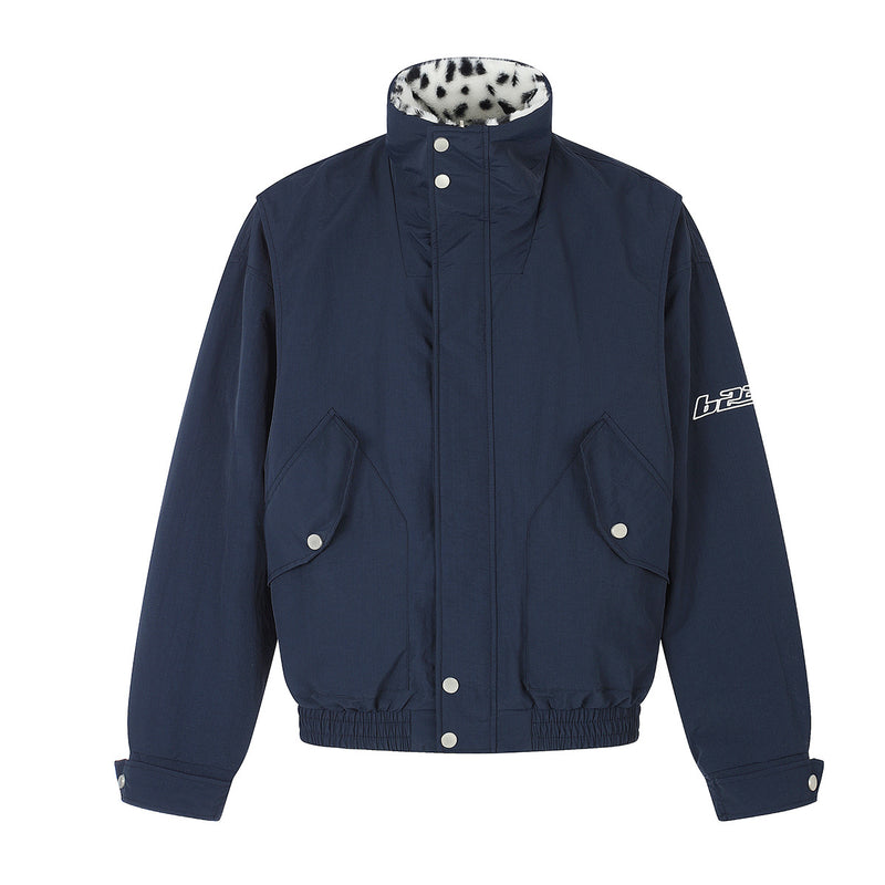 Reversible Dalmatian Faux Fur Bomber Jacket – Two-Way Wear Padded Coat