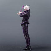 The Jujutsu Kaisen Gojo Satoru WM PVC Figure, a 31 cm statue by Jujutsu Kaisen, depicts a white-haired figure in dark attire clutching an object with translucent purple accents, showcasing the Limitless Technique on a plain gray base.