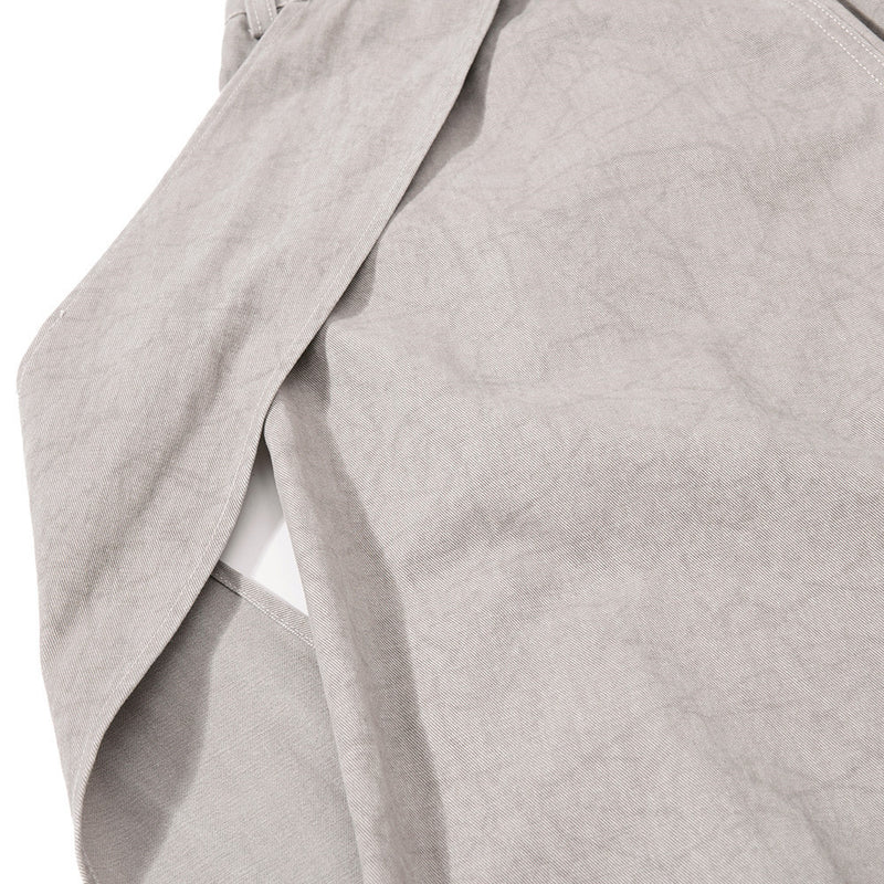 Wide-Leg Pleated Drape Pants – Acid Wash Baggy Trousers with Zip Pockets