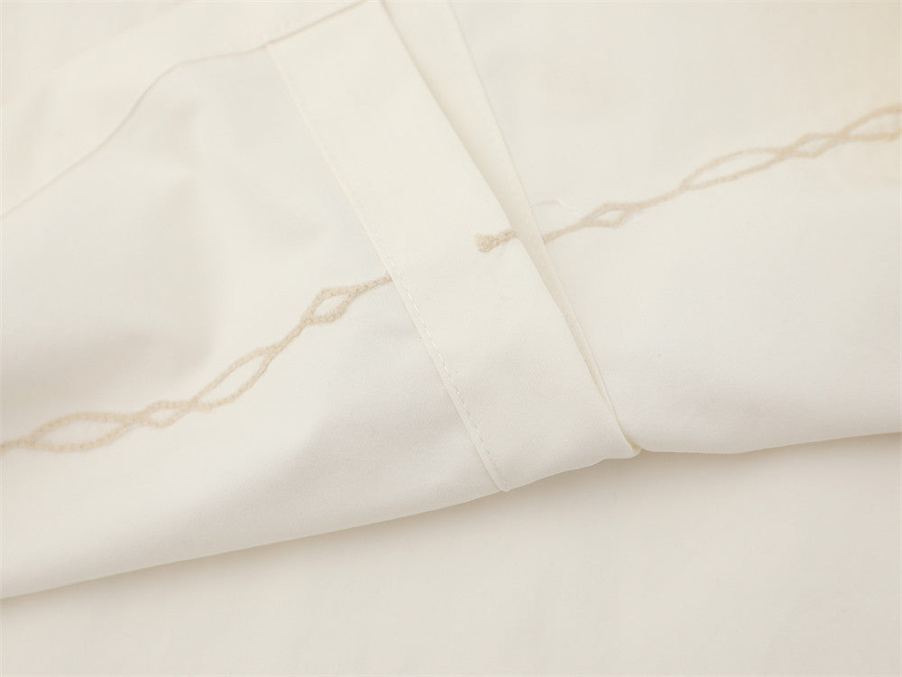 Chain Embroidered Short Sleeve Shirt – Relaxed Fit Streetwear Button-Up