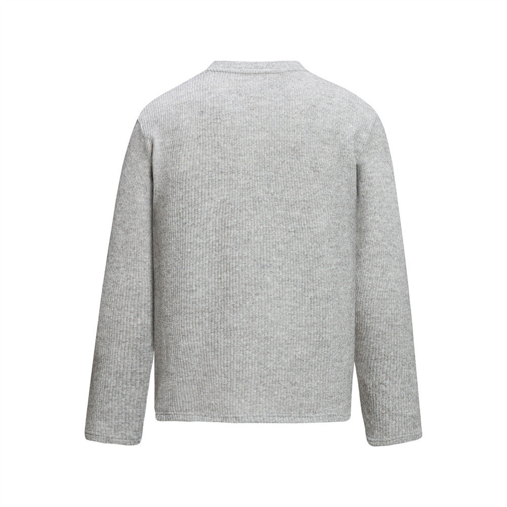 Men's Ribbed Knit Henley Sweater – Long Sleeve, Relaxed Fit