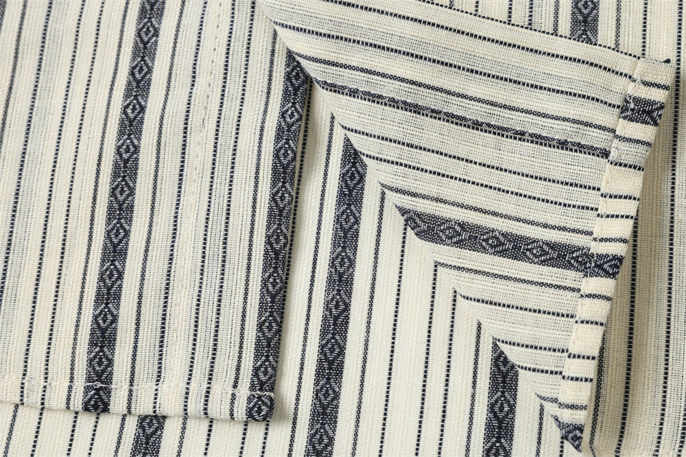 Striped Long-Sleeve Shirt – Vintage American Oversized Button-Up with Pocket