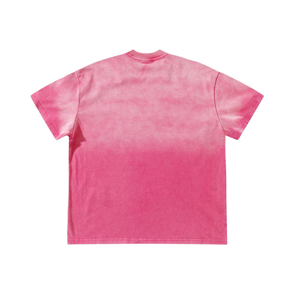 Camiseta gráfica rosa para hombre – Camiseta extragrande lavada al ácido con ángel maid de anime