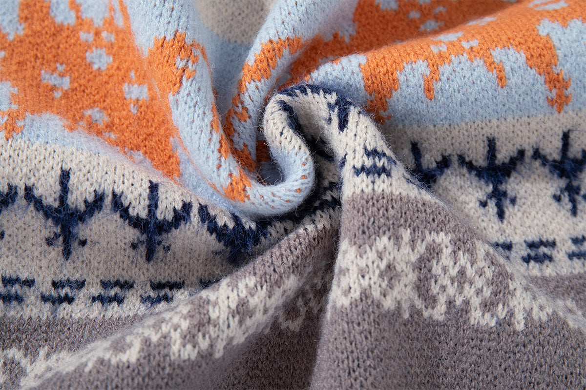 Fair Isle Jacquard Knit Cardigan Sweater – Retro Korean-Style Button-Up