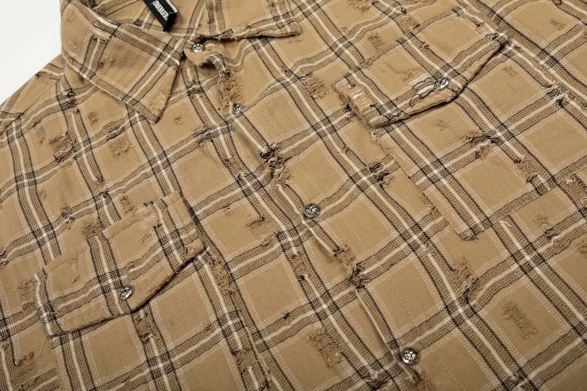 Surchemise en flanelle à carreaux délavée et usée – Veste-chemise vintage à manches longues