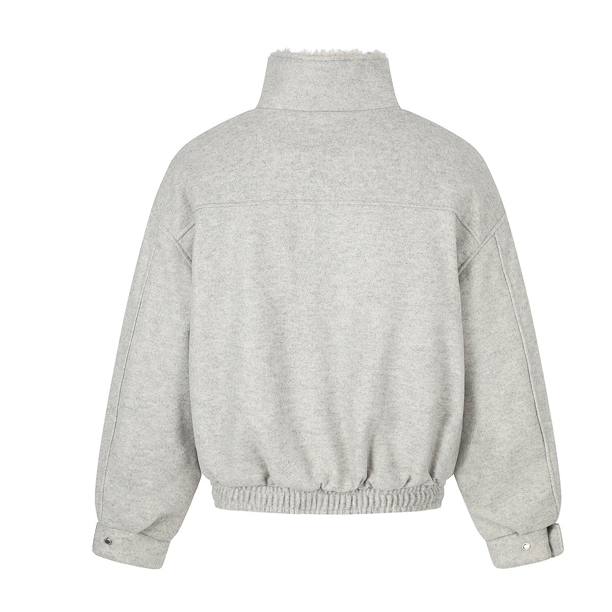 Wool-Blend Bomber Jacket with Sherpa Lining and Fleece Collar Trim