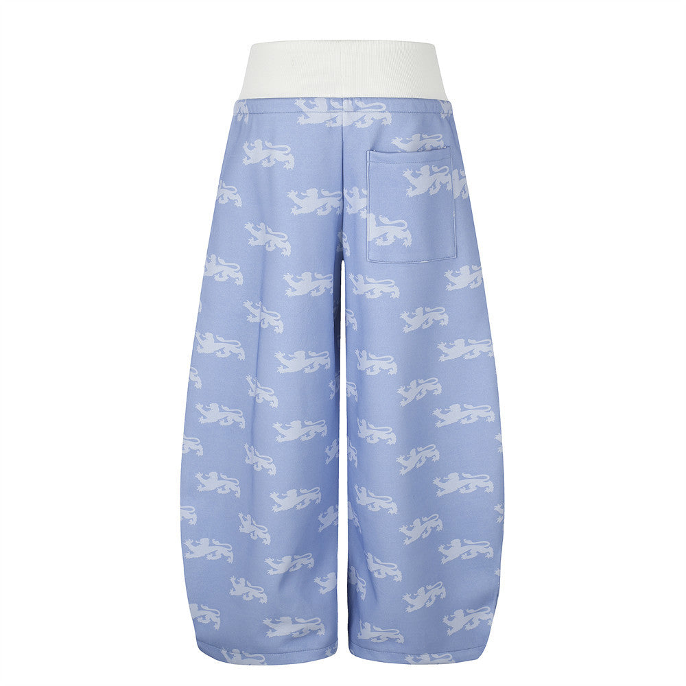 Pantalon de survêtement large imprimé lions, avec bande contrastante taille haute