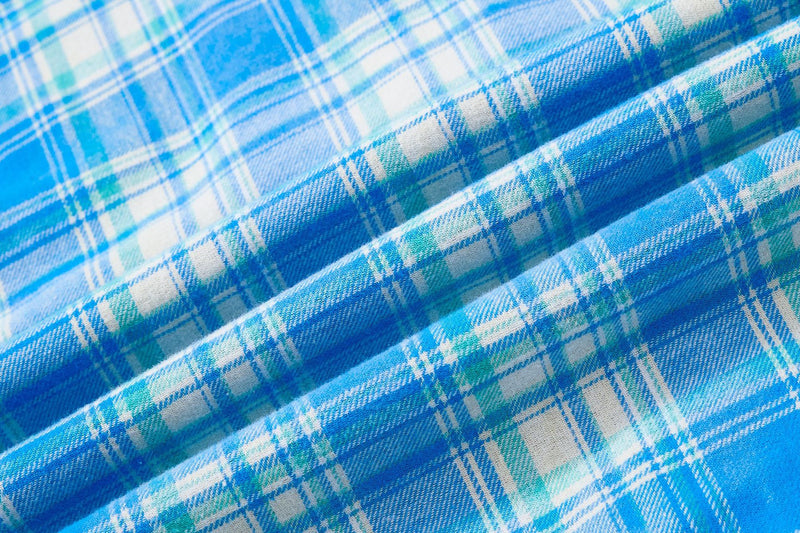 Plaid Flannel Shirt Jacket with Vintage Cartoon Embroidery – Washed Oversized