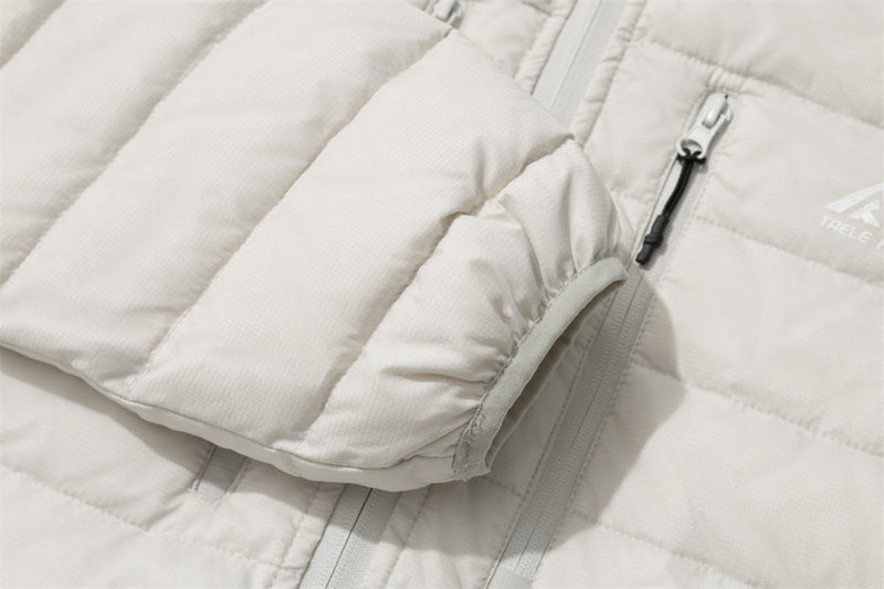 Men's Hooded Puffer Down Jacket – Dual Zip, Solid Color Winter Coat