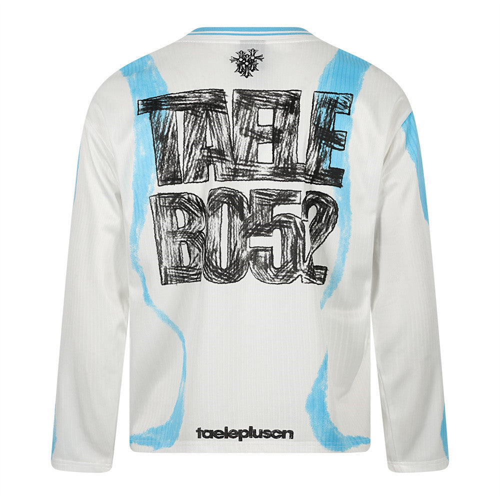 Graffiti Print Long Sleeve T-Shirt – Oversized Streetwear Sports Tee