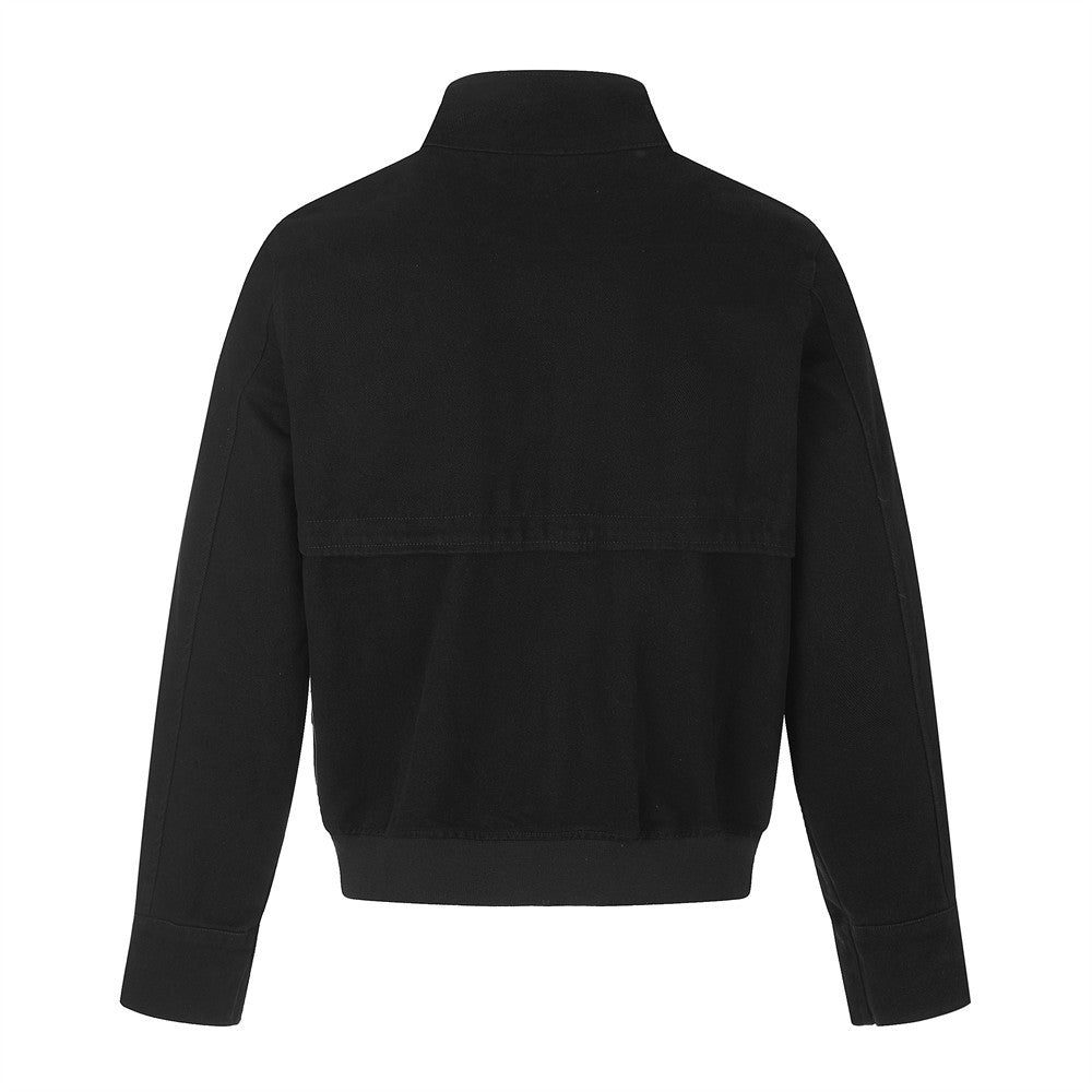 Men's Military-Inspired Short Jacket with Stand Collar, Buckle Straps & Button