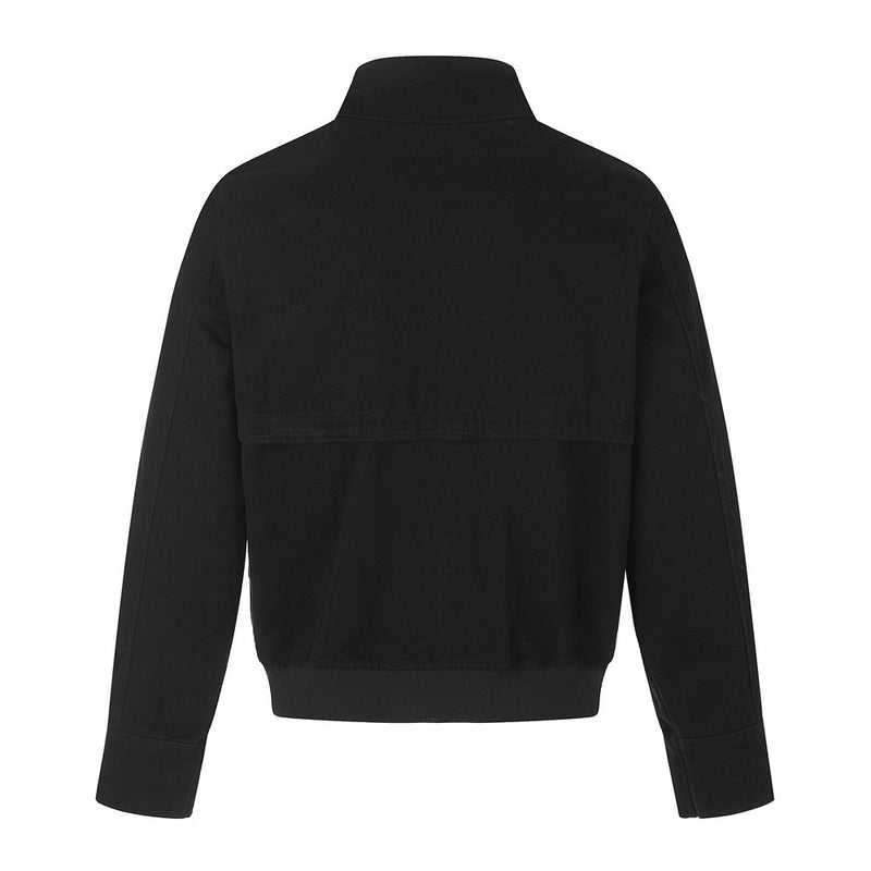 Men's Military-Inspired Short Jacket with Stand Collar, Buckle Straps & Button