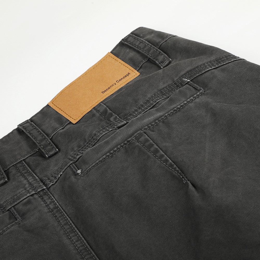 Pantalon cargo gris délavé à rivets pour homme – Coupe ample et décontractée