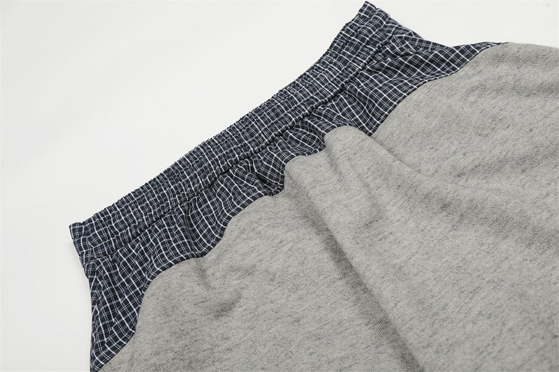 Pantalon de survêtement homme à jambes larges avec ceinture contrastante à carreaux – Coupe décontractée