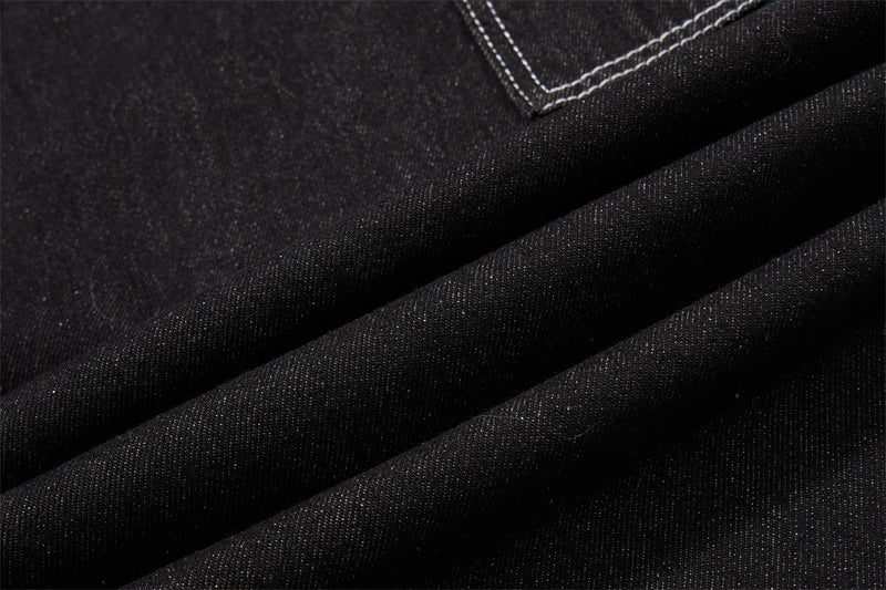 Herren-Cargojeans mit weitem Bein, Klappverschluss und Kontrastnähten