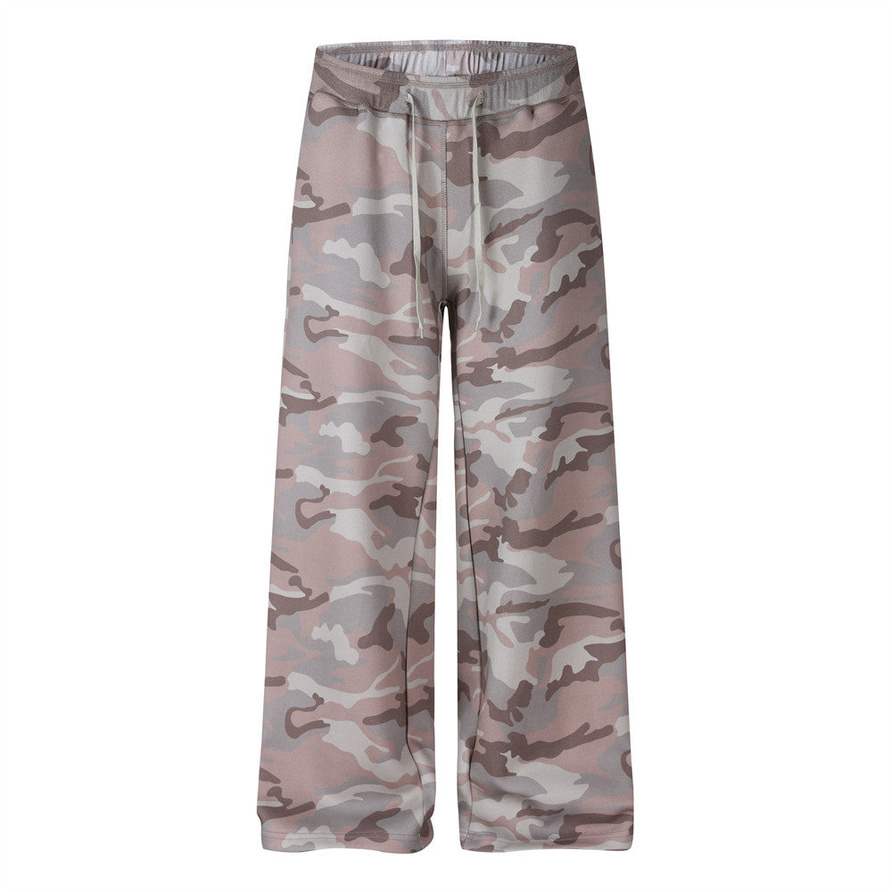Camo Wide-Leg Sweatpants – Relaxed Fit Drawstring Joggers