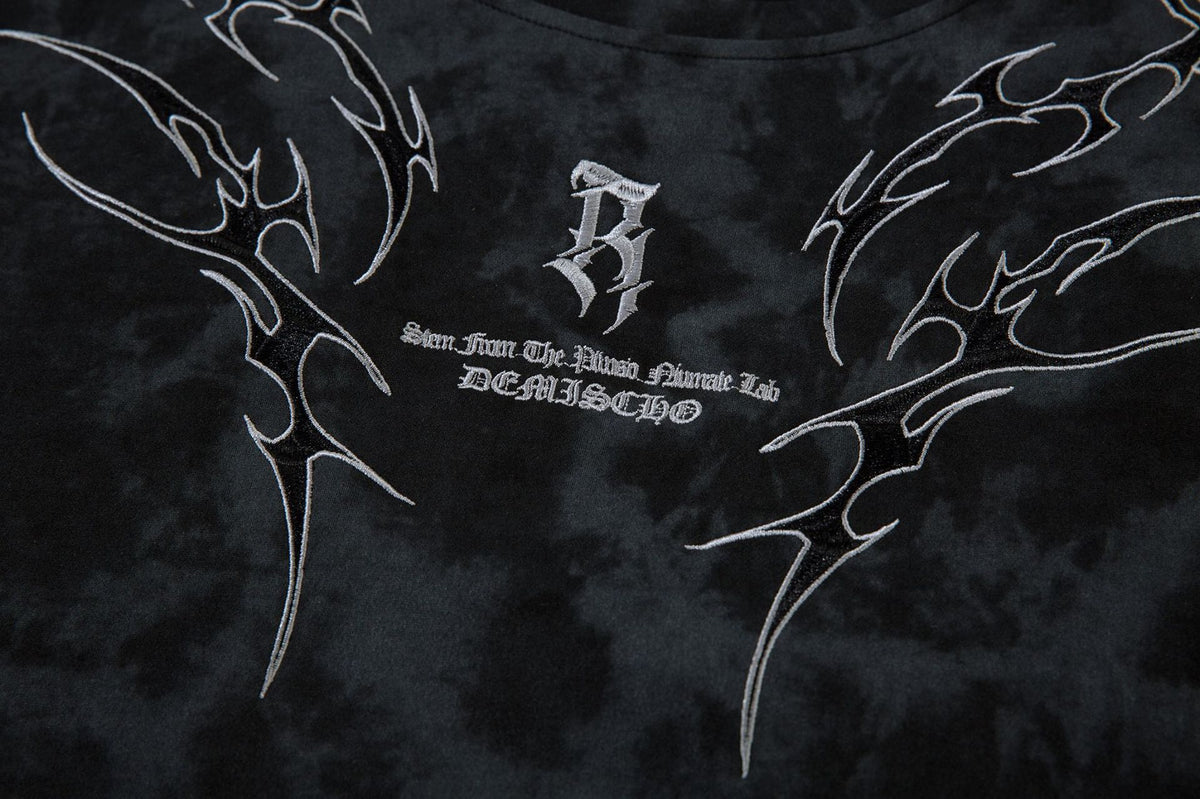 Tribal Thorn Graphic Acid Wash Oversized T-Shirt Men
