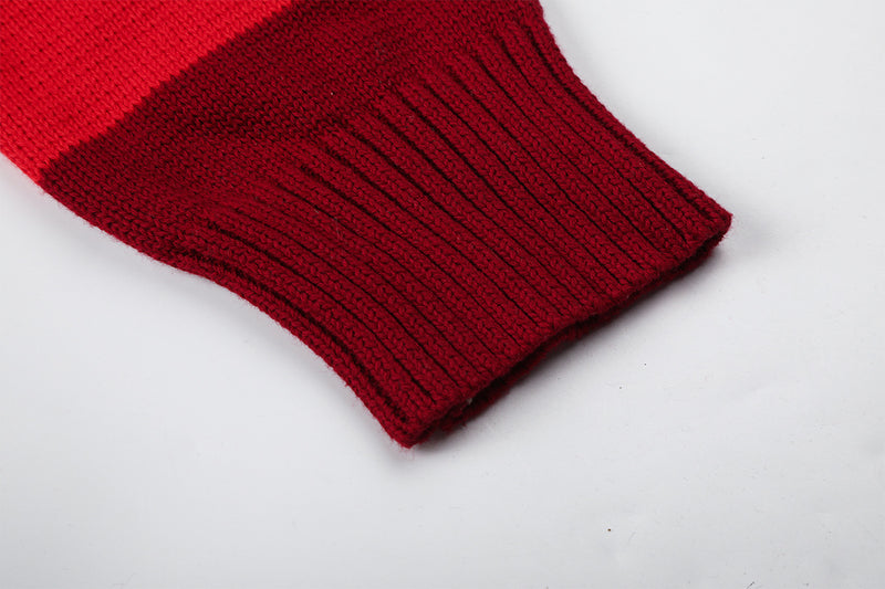 Striped Knit Zip-Up Hoodie with Star Graphic – Cropped Retro Sweater