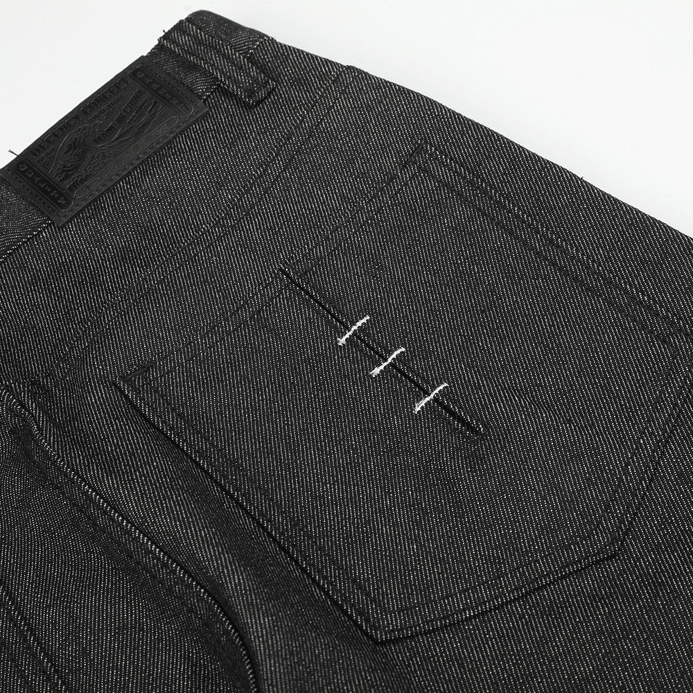 Men's Wide-Leg Jeans with Contrast Stitch Detail – Dark Wash Straight Denim