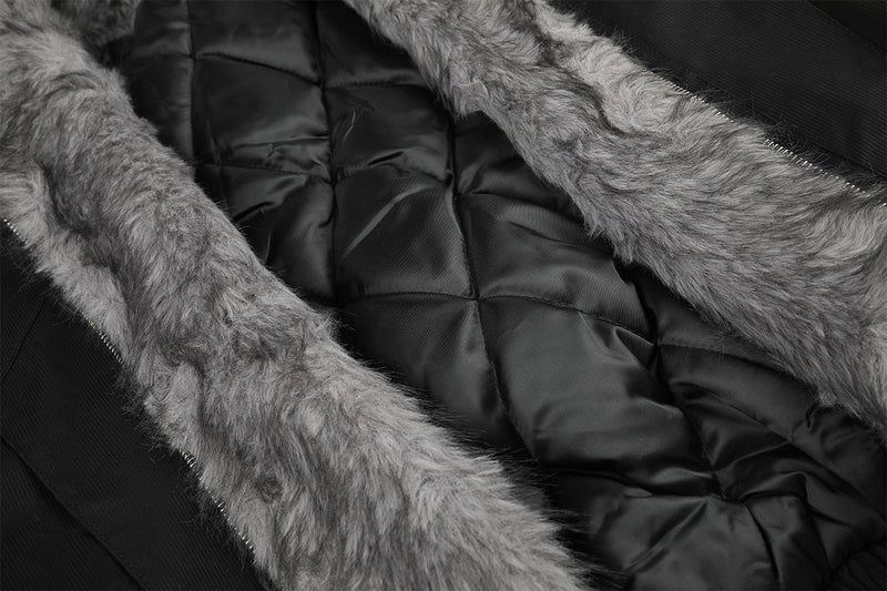 Faux Fur Collar Padded Bomber Jacket – Oversized Flight Jacket