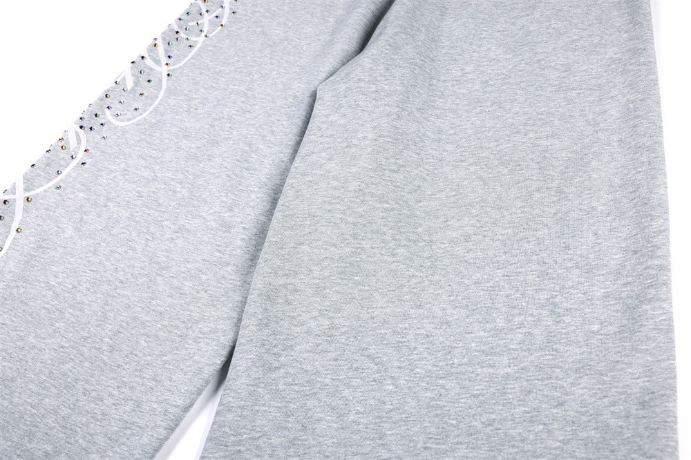 Wide-Leg Sweatpants with Rhinestone Script Graphic – Men's Relaxed Fit