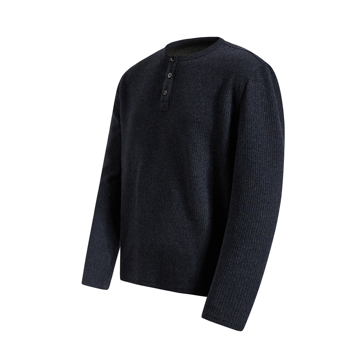 Men's Ribbed Henley Long-Sleeve Shirt – Vintage American Style