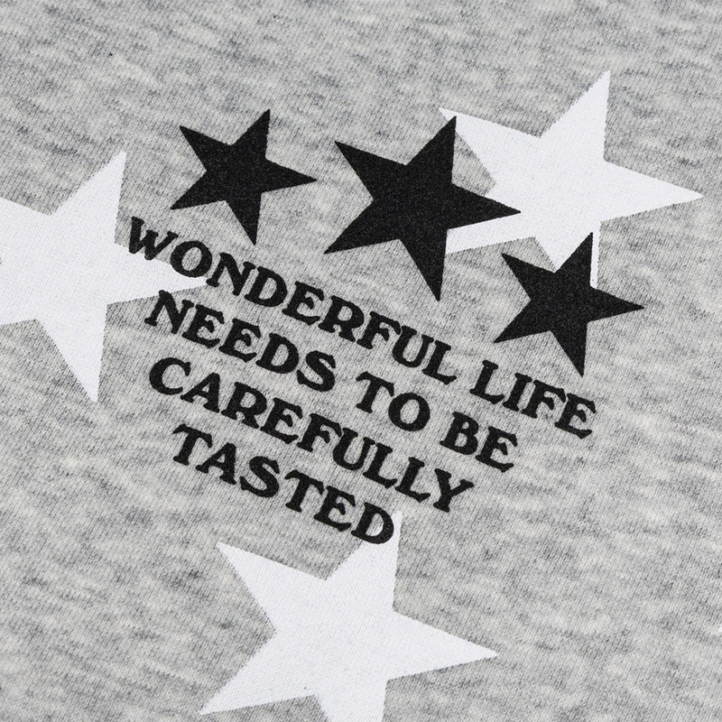 Star Print Zip-Up Hoodie with Striped Raglan Sleeves – Oversized Streetwear