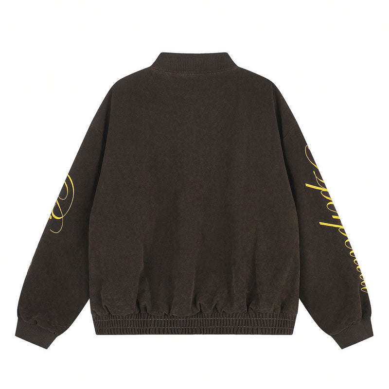 Blouson bomber oversize pour homme avec broderie script et empiècements déconstruits