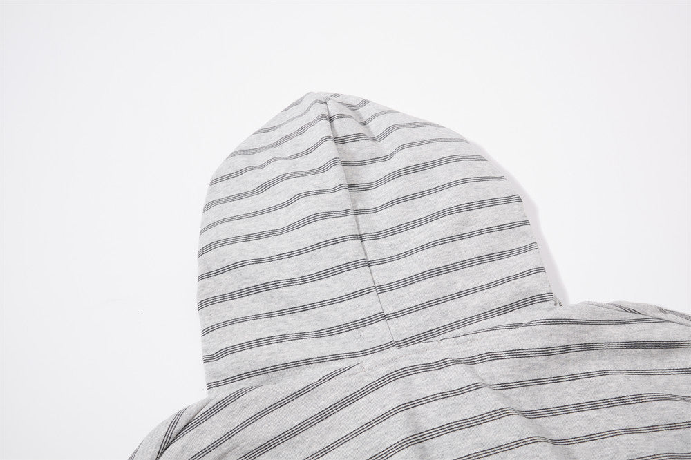 Striped Zip-Up Hoodie – Oversized Relaxed Fit Full-Zip Sweatshirt