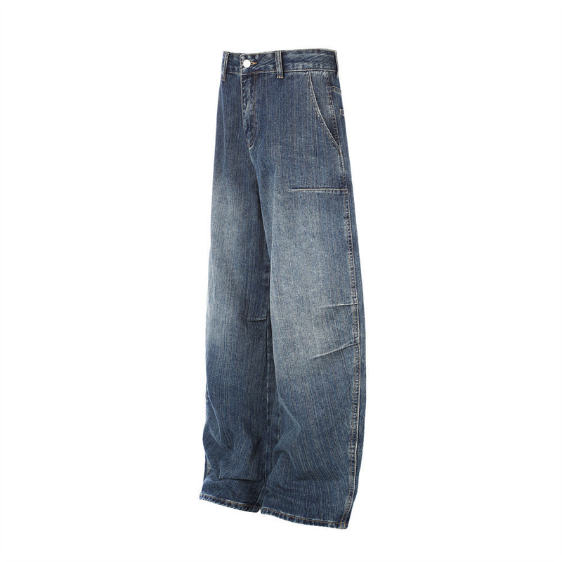 Baggy Black Jeans für Herren – Wide-Leg-Barrel-Fit aus verwaschenem Denim