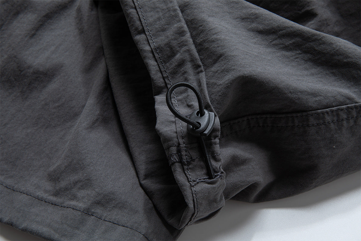 Wide-Leg Cargo Pants with Elastic Waist & Multi-Pocket Design