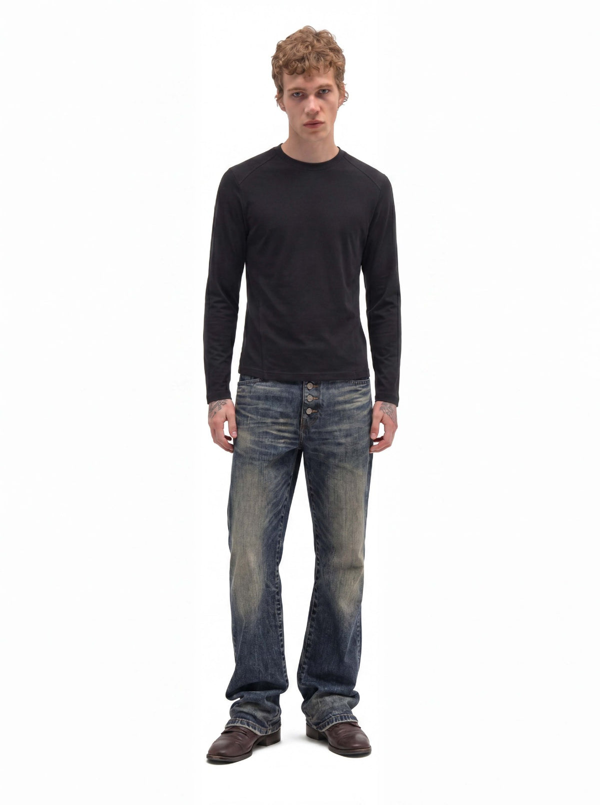 Men's Long Sleeve Crew Neck T-Shirt – Slim Fit Raglan Shoulder Tee