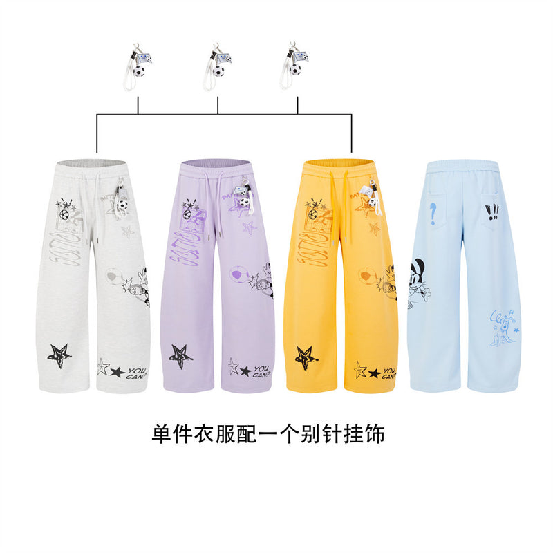 Mickey Mouse Graphic Wide-Leg Sweatpants with Football Charm