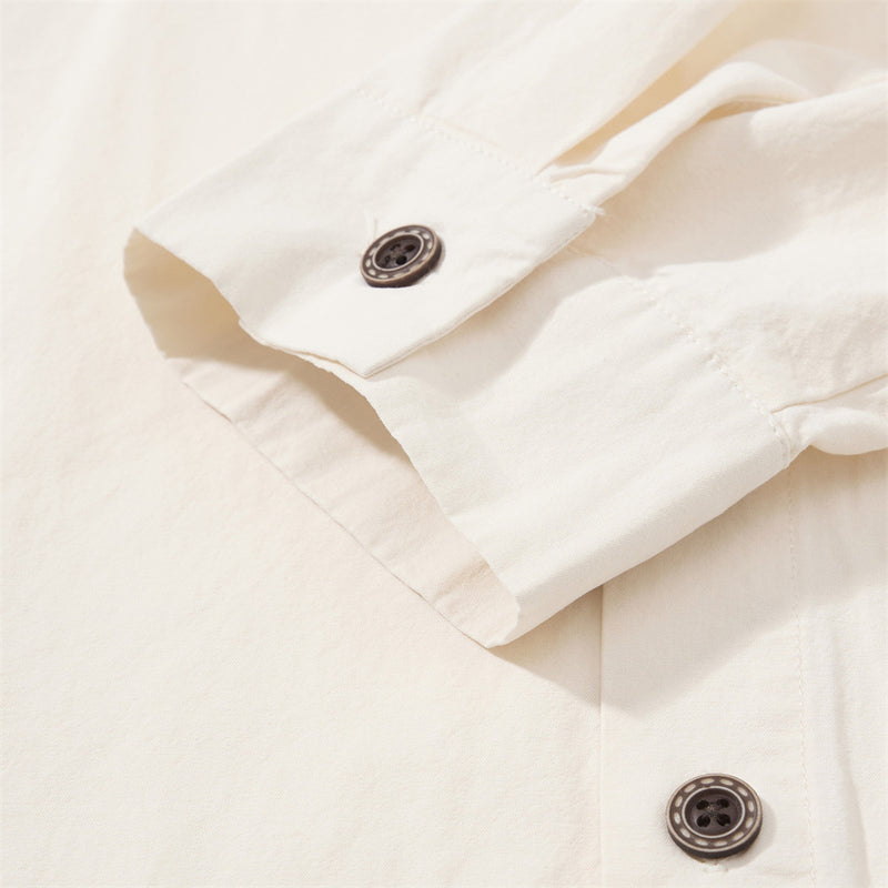 Floral Embroidered Oversized Long-Sleeve Button-Up Shirt