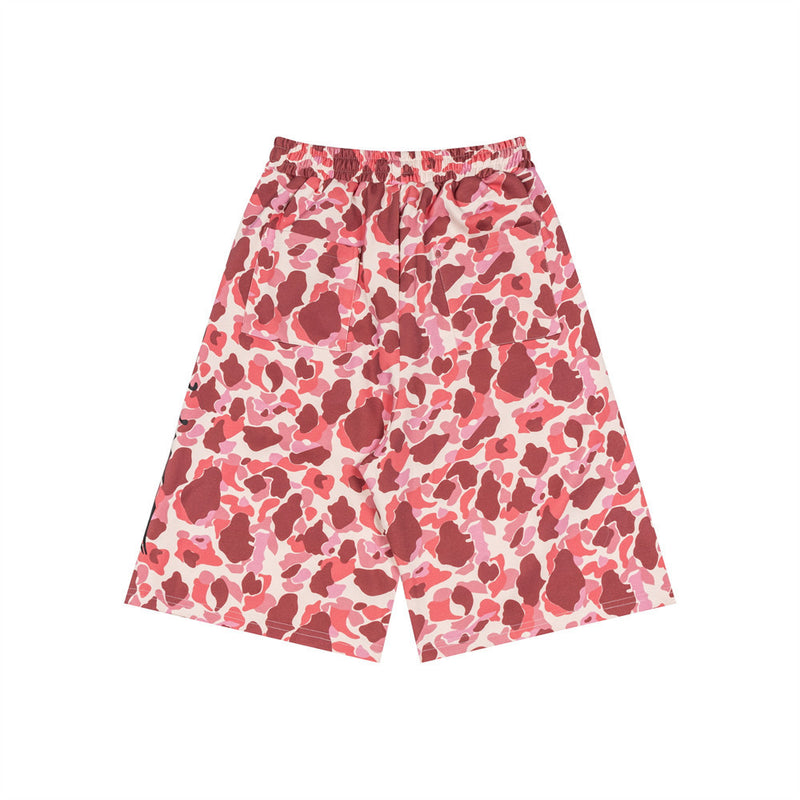 Men's Camo Print Wide-Leg Shorts | Gothic Letter Streetwear Casual Five-Point Sh