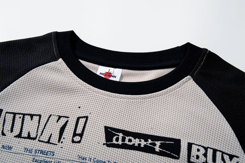 The Streets Punk Graphic Waffle Knit Raglan Long Sleeve Shirt – Black &