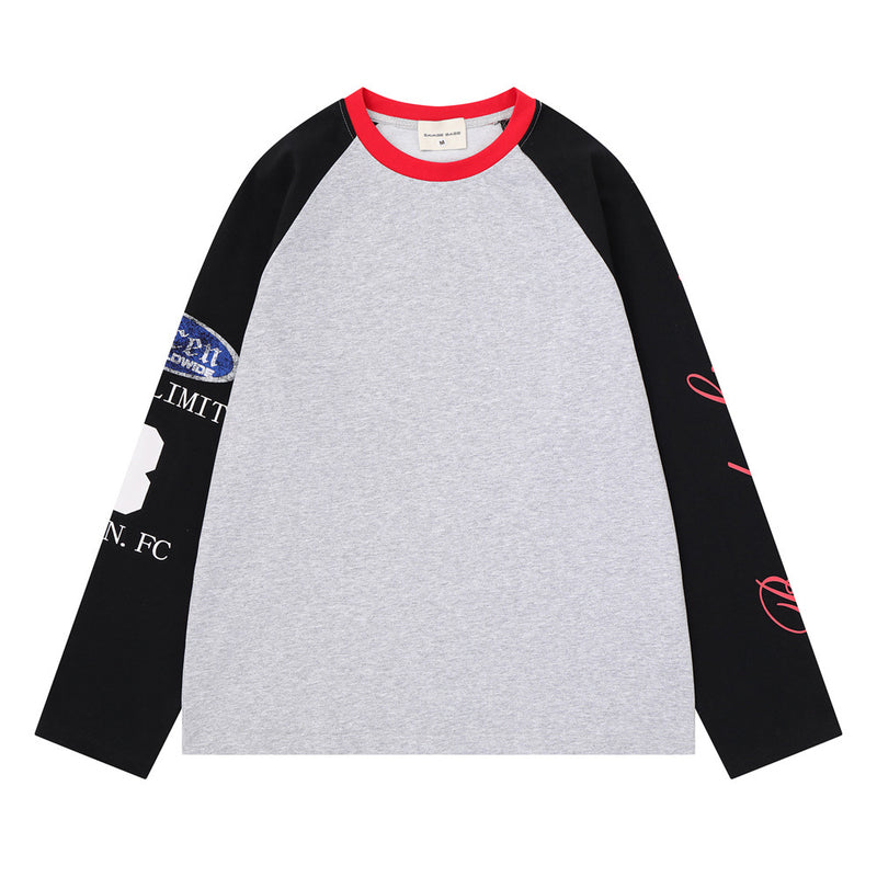 Men's Colorblock Raglan Long Sleeve Tee with Graphic Sleeve Print