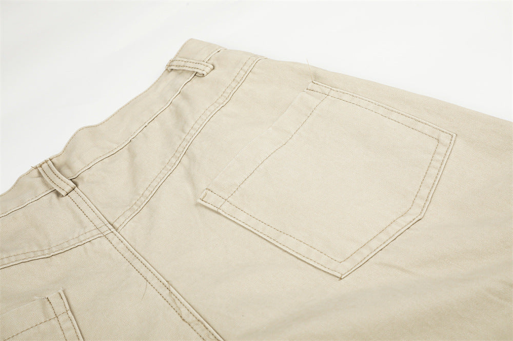RVNTENG Letter Embroidery Cargo Shorts – Men's Wide Leg Street Style