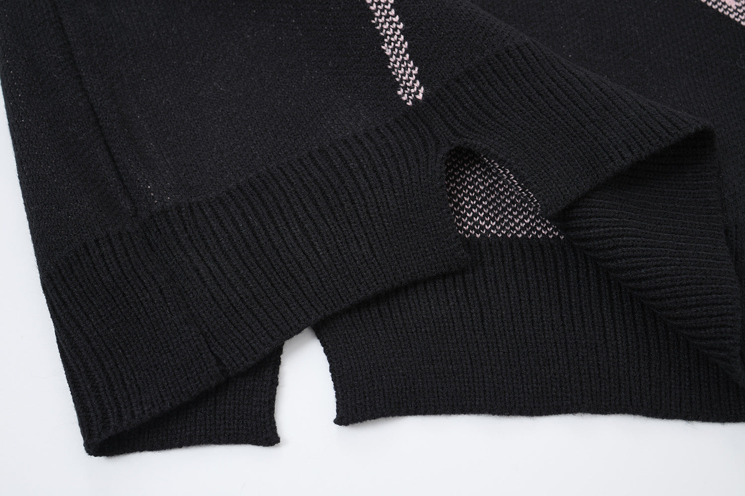 Pull homme col rond oversize en maille jacquard étoile effet usé
