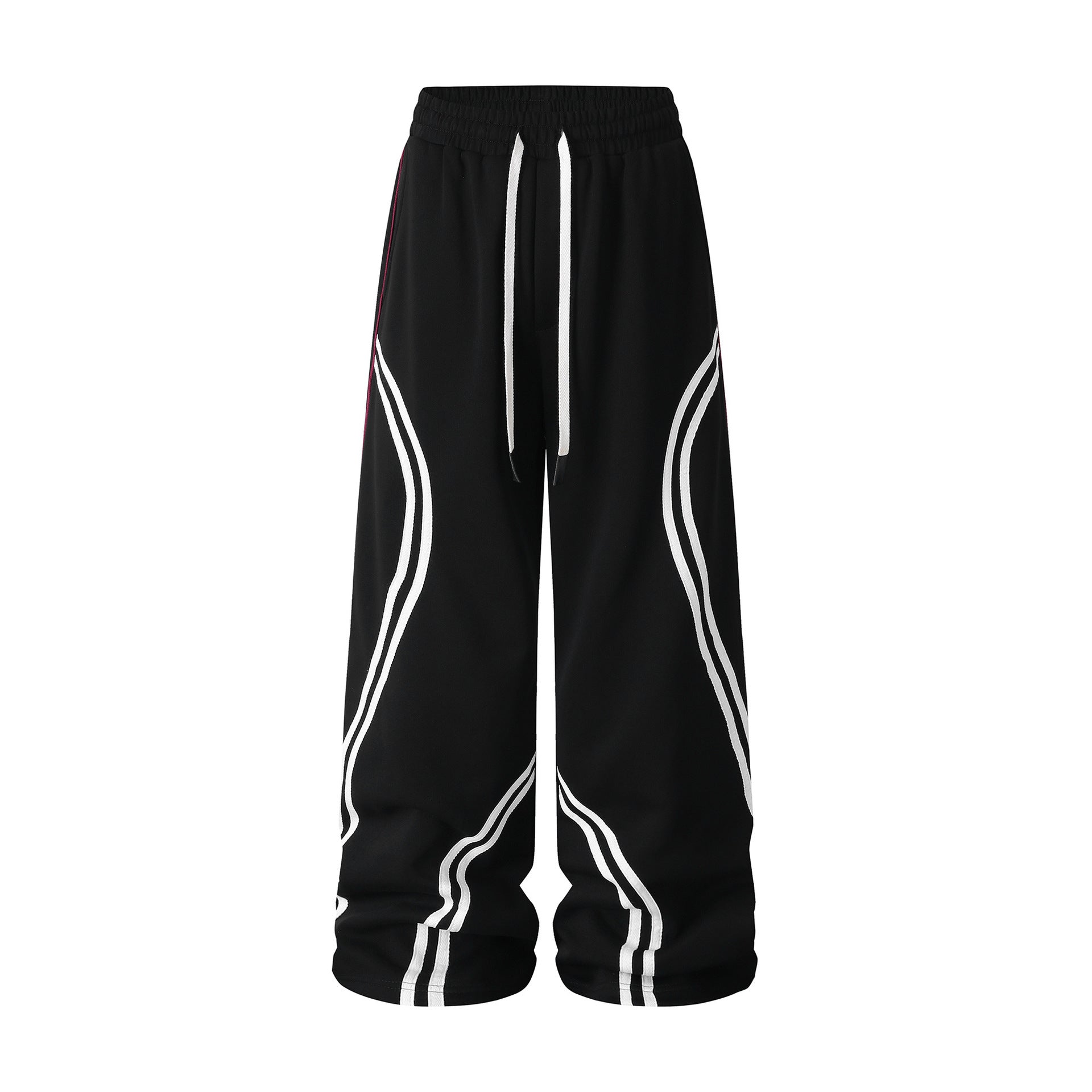Pantalon de survêtement baggy à jambes larges avec détail rayé incurvé – Style streetwear hip-hop