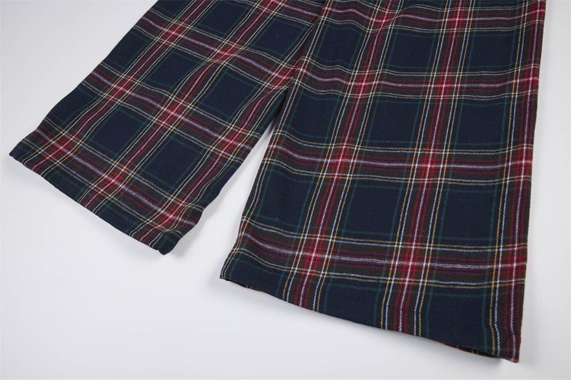 Pantalon à carreaux à jambes larges – Pantalon décontracté à cordon de serrage