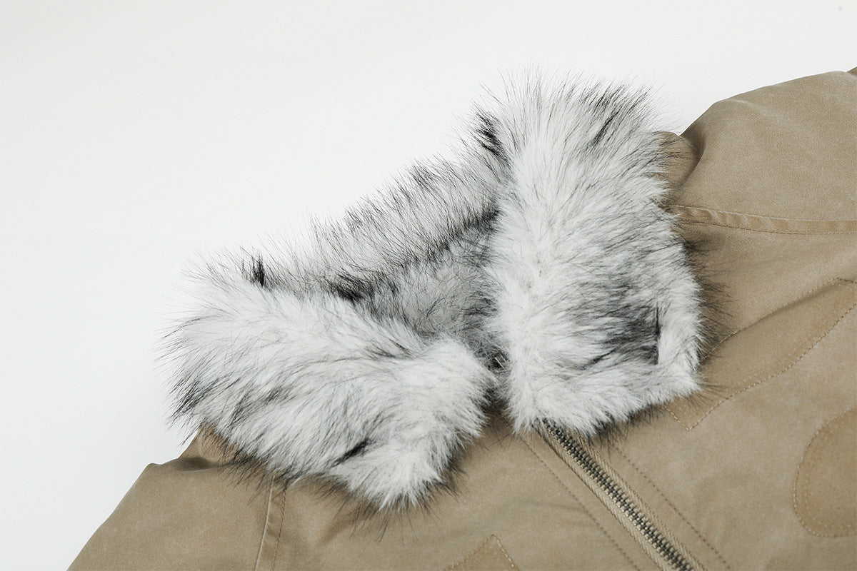Men's Padded Bomber Jacket with Faux Fur Collar – Oversized Flight Jacket