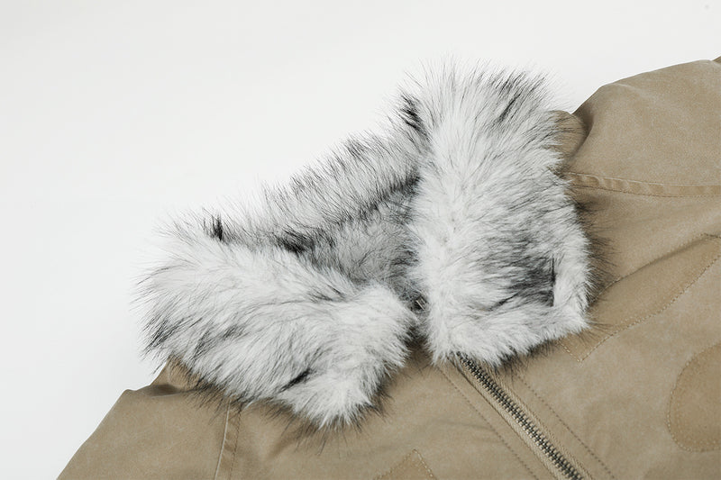 Men's Padded Bomber Jacket with Faux Fur Collar – Oversized Flight Jacket