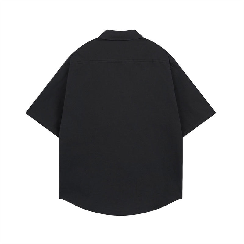 NOWTREND Graphic Print Short-Sleeve Shirt – Oversized Hip-Hop Button-Up