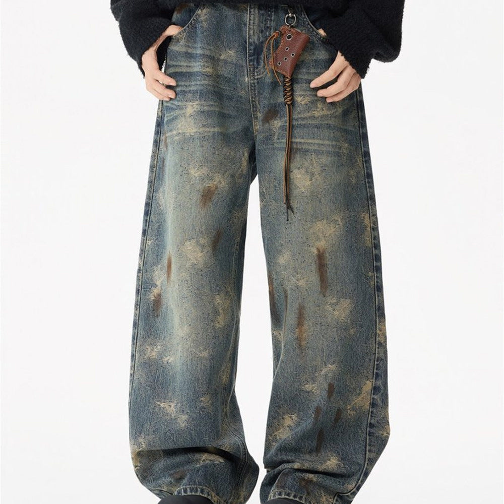 Wide Leg Jeans Mens Distressed Vintage Grunge Baggy Denim Pants