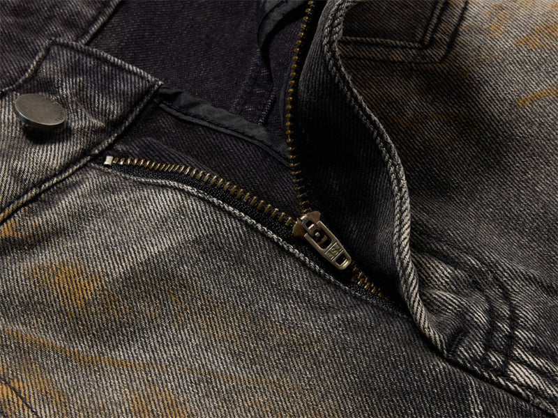 Distressed Baggy Wide-Leg Jeans – Men's Punk Washed Straight-Cut Denim with
